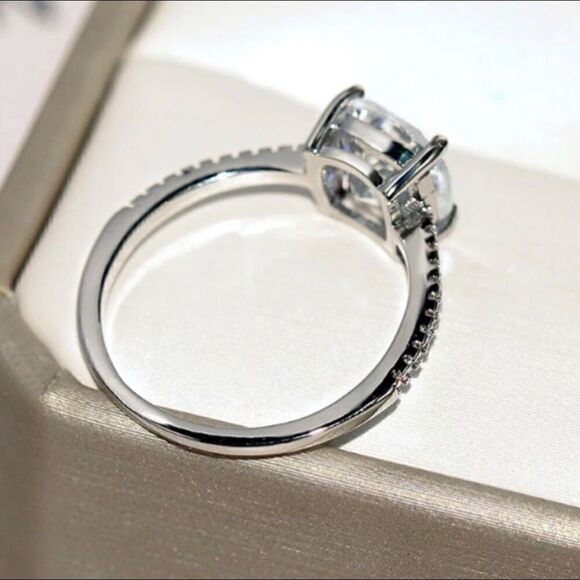 Delicate Sea Blue Cushion Diamond Ring - Picture 3 of 6